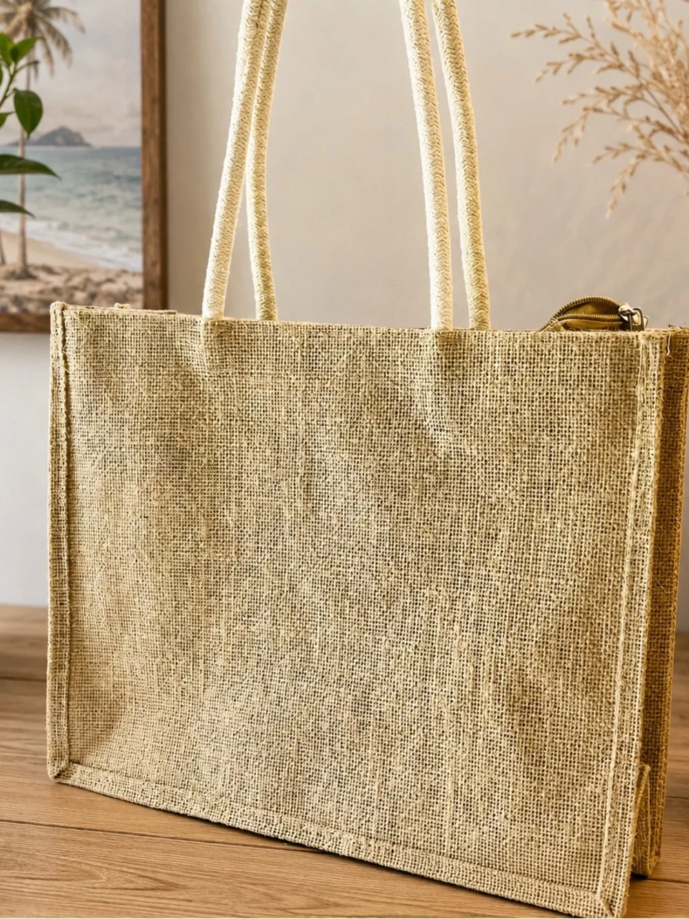 Kuna Mola Panama Jute Tote Bag Fish Folk Art Handcrafted